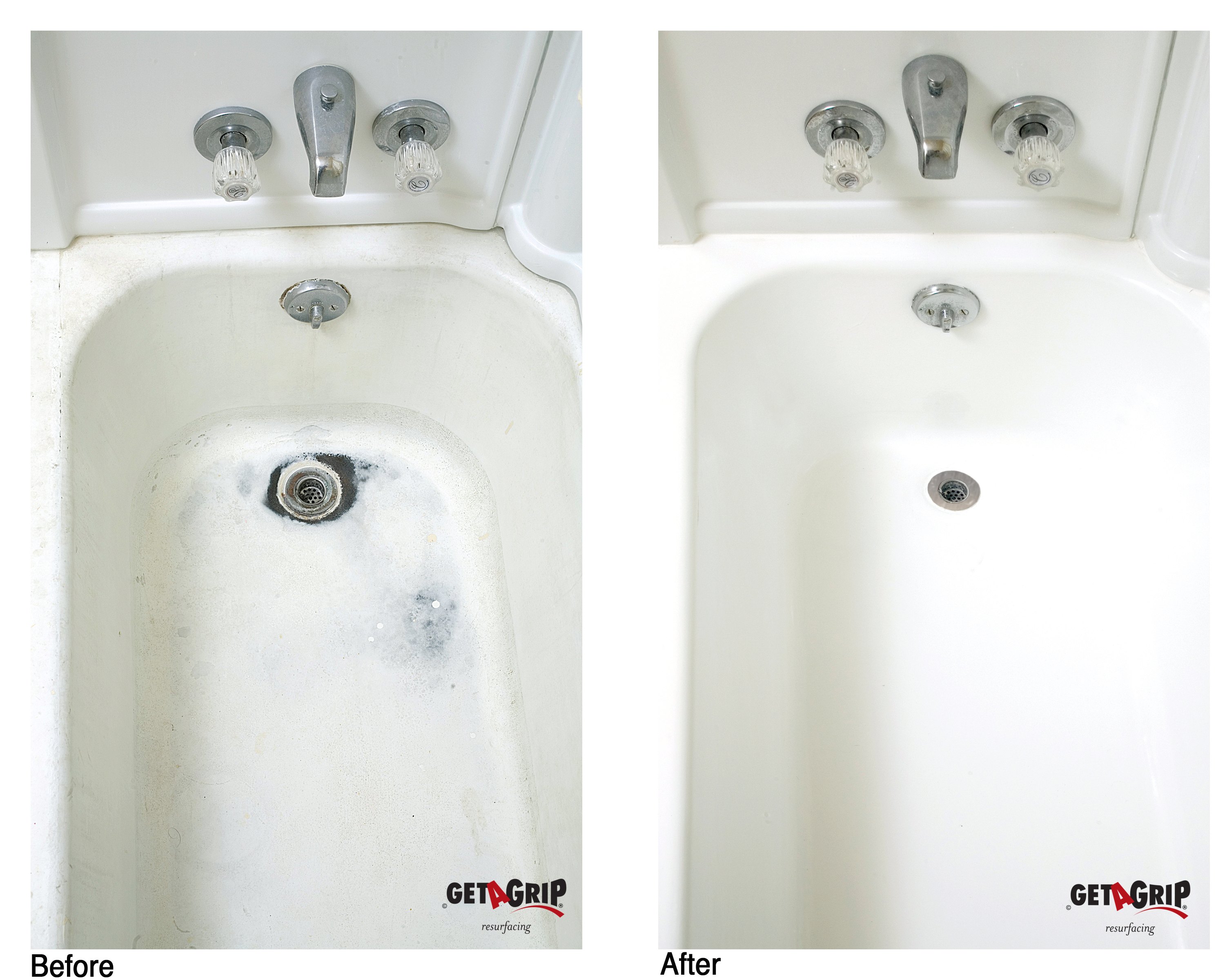 Bathtub Refinishing Before & After - Stained to Pristine White